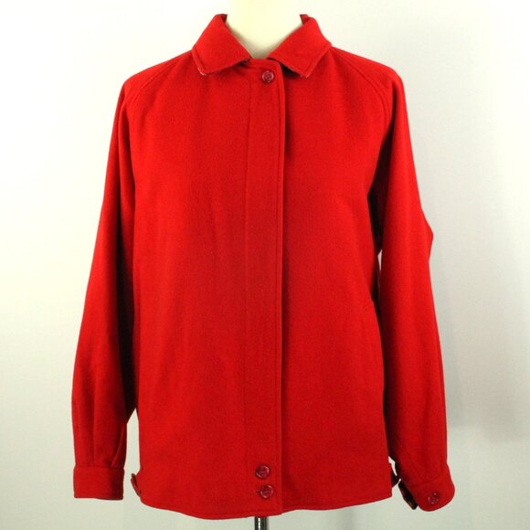 VTG Burberry Red Alpaca Wool Deep Navy Plaid Lined Zip-Up Bomber Jacket 12